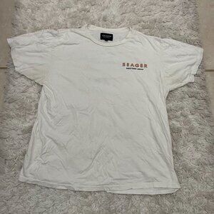 Seager Grit Company White Mens Graphic T-Shirt Large Western Wear Mountain Desig